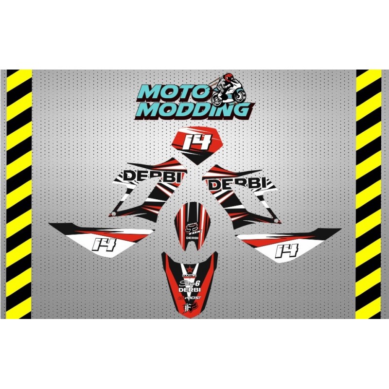 Kit de vinilos Derbi Drd Racing nº6 diseño rojo y negro