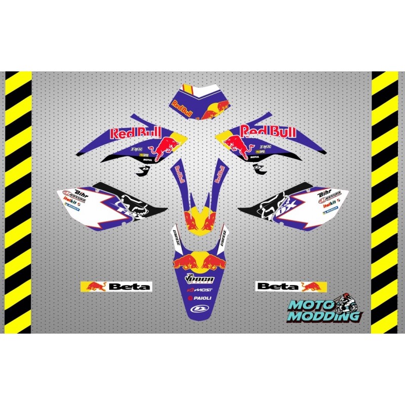 Kit de vinilos para Beta 50RR diseño Red bull azul