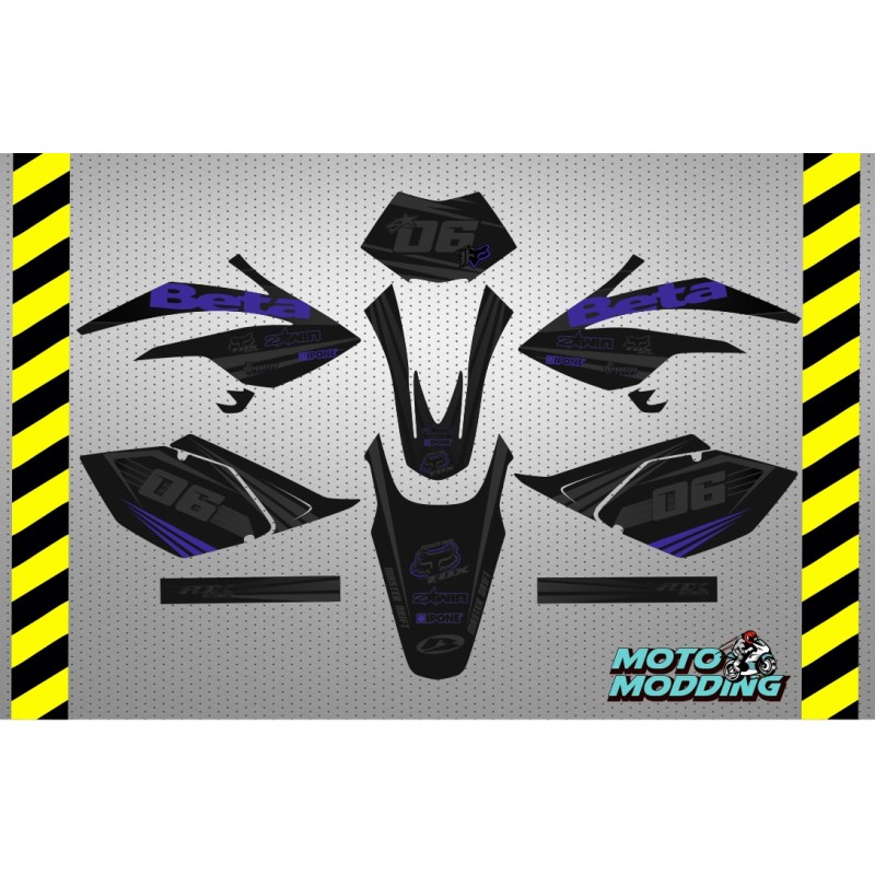 Kit de vinilos para Beta 50RR diseño negro y azul
