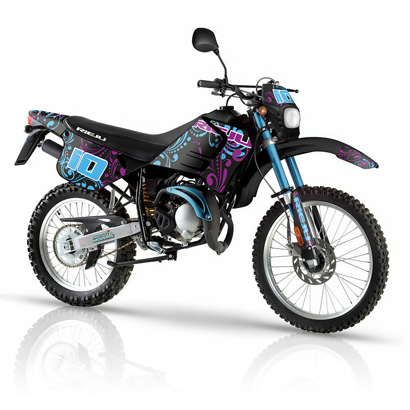 Kit pegatinas Rieju RR diseño ornamentos azules y morados