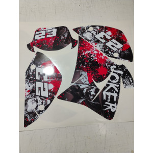 Kit pegatinas Rieju RR modelo 2000-2008 diseño Joker gris rojo