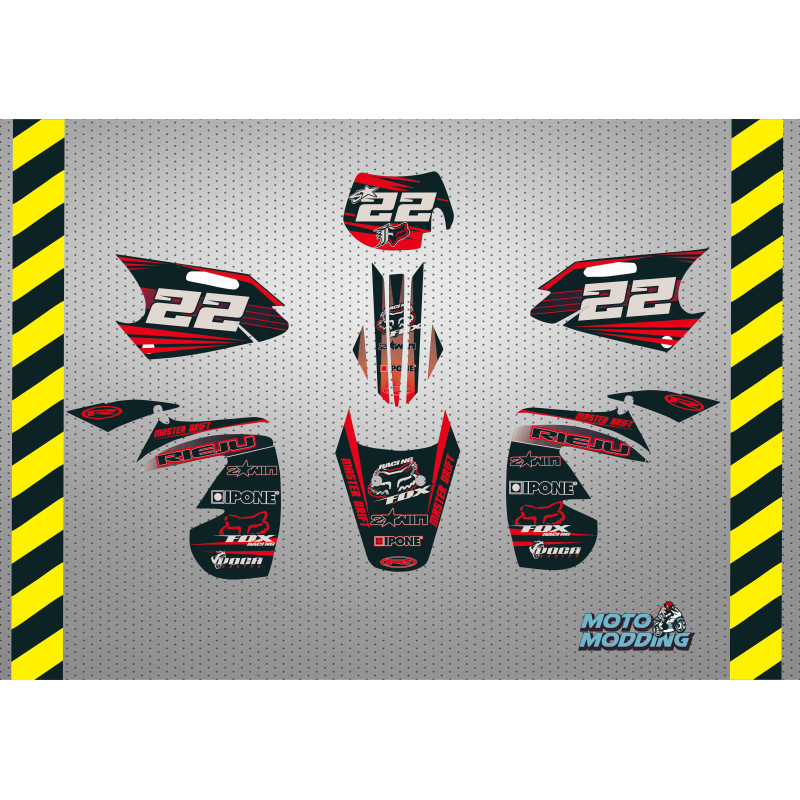 Kit de pegatinas Rieju MRX / SMX 2001-2004 diseño fox rojo