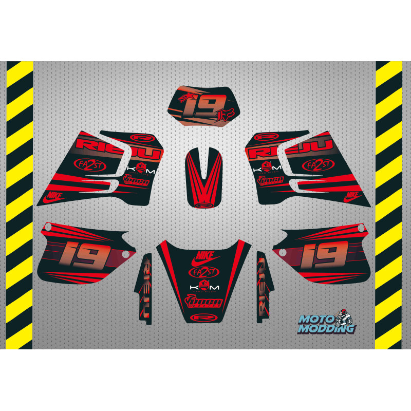 Kit pegatinas Rieju RR modelo 1994-2000 diseño rojo negro