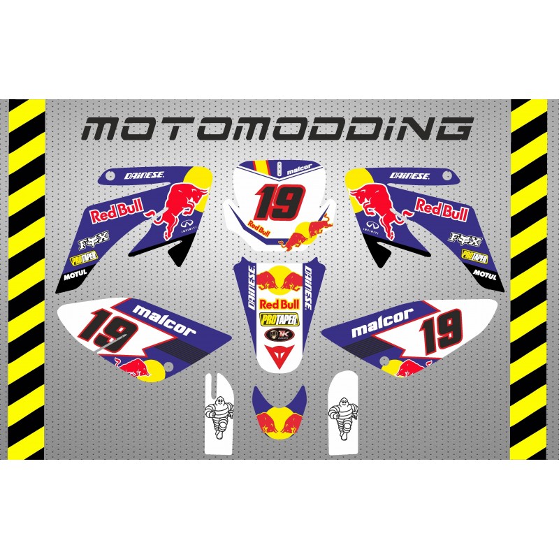 Kit pegatinas malcor racer red bull HONDA CRF70