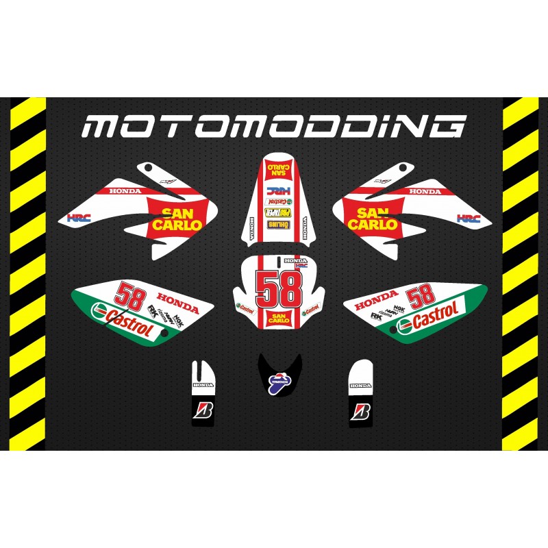 Kit pegatinas malcor racer San Carlo Marco Simoncelli HONDA CRF70