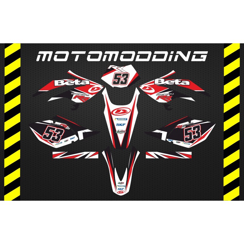 Pegatinas Beta 50RR blanco y rojo