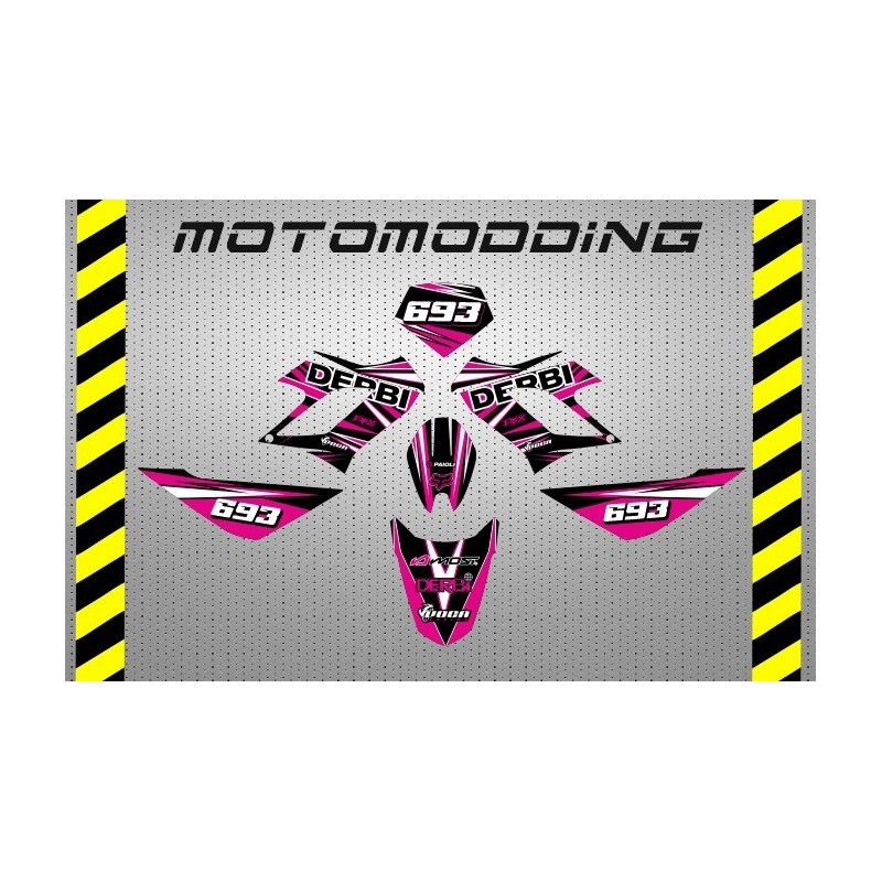 Pegatinas Derbi Drd racing Nº5 ROSA NEGRO