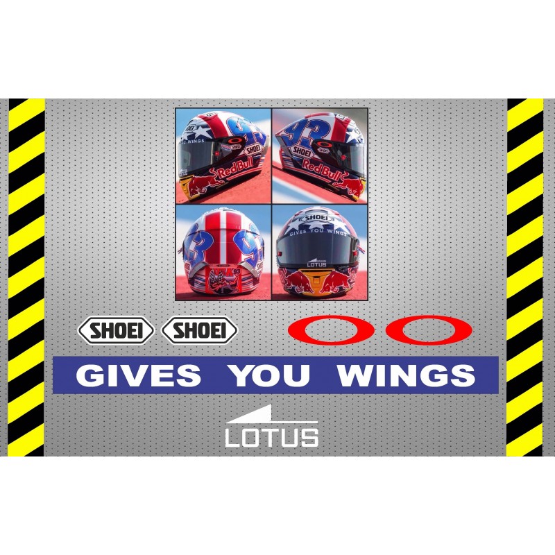 Pegatinas visera casco réplica Marc Marquez Lotus