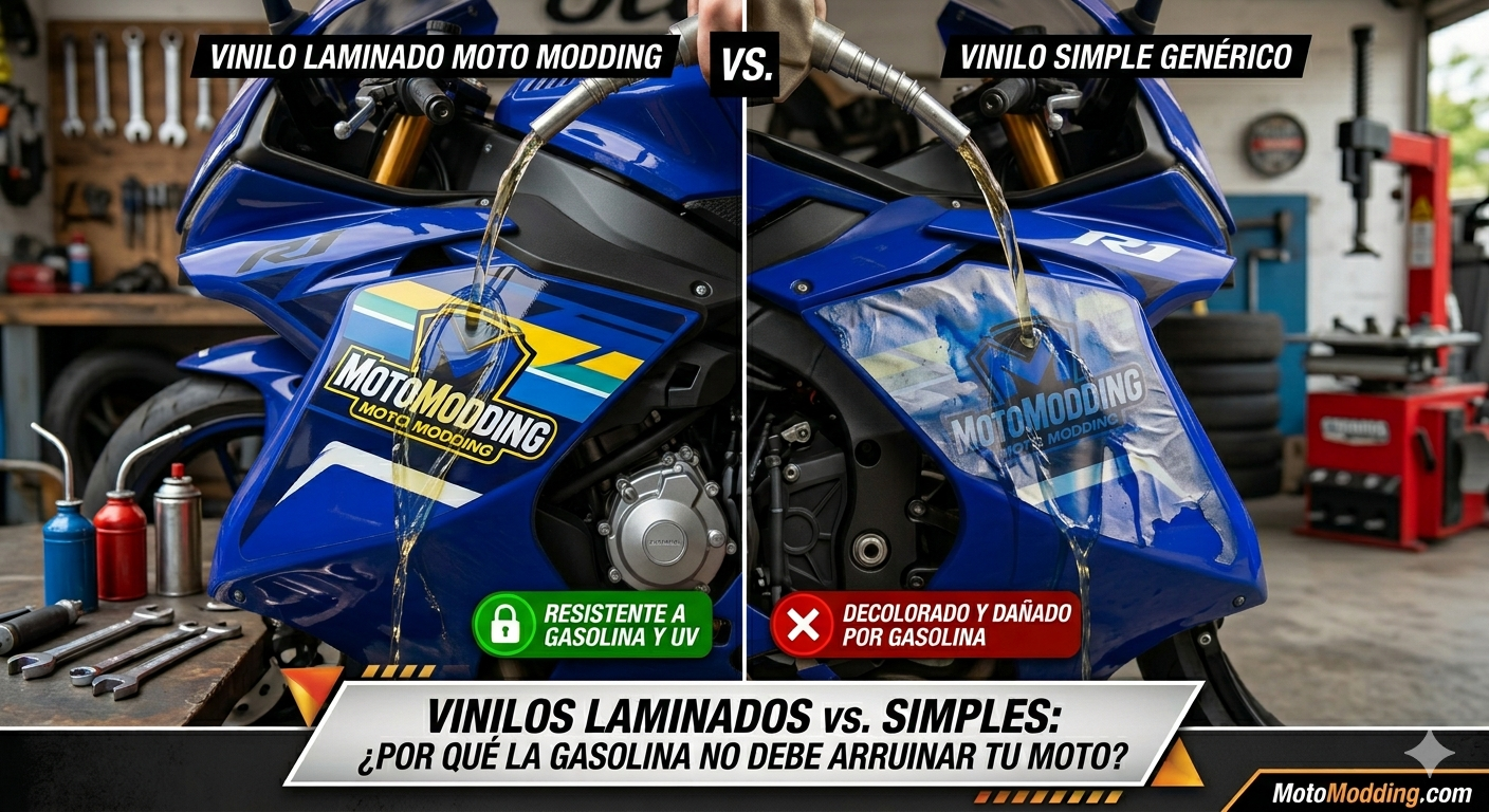 Vinilos Laminados vs. Simples: ¿Por qué la gasolina no debe arruinar tu diseño?